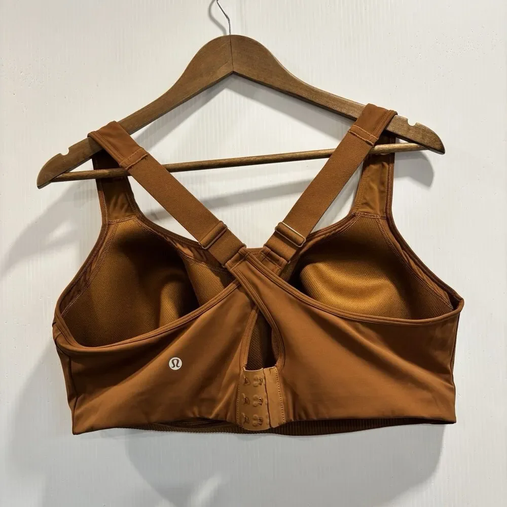 Lululemon 42DDD All Powered Up Sports Bra Brown Wireless Cross Back